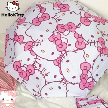 Новый Складной полностью автоматический зонт Sanrio Hello Kitty Y2k Для женщин, модные Прозрачные портативные зонты, аксессуары для дождя на открытом воздухе