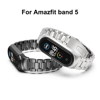 Mijobs для Xiaomi Amazfit Band 5, металлический браслет CS, часы-браслет с тремя бусинками