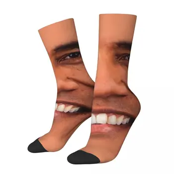 Забавные Счастливые Мужские Носки Obama Vintage Harajuku в стиле Хип-хоп, Новинка, Повседневный Экипаж, Сумасшедший Носок, Подарочный Узор С Принтом