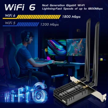 Новая Сетевая карта EDUP Wifi6 PCIE 1800 Мбит/с WiFi Адаптер 2,4 ГГц 5 ГГц Bluetooth 5,2 PCIe Беспроводная Сетевая карта Для Win10 11