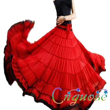 Большие Размеры, Макси Юбки для женщин, 4xl 5xl 6xl, Летняя Элегантная цыганская танцевальная юбка в стиле бохо, Красная шифоновая плиссированная юбка размера xxxxxxl, женская длинная юбка
