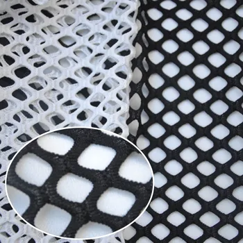 Черно-белая кружевная ткань с крупной сеткой, эластичная прозрачная сетчатая марлевая ткань в виде ромба, аксессуары для одежды для выступлений 150 см