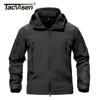 TACVASEN/ Однотонная водонепроницаемая куртка с флисовой подкладкой, Мужская тактическая куртка, верхняя одежда Softshell, Пальто, Ветровка, Уличная теплая одежда Для мужчин