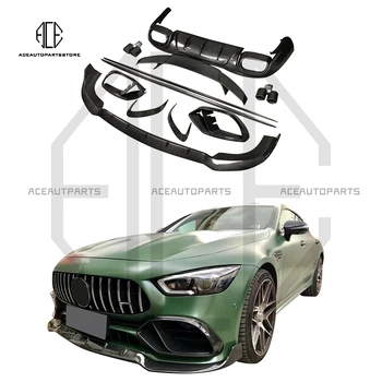 Для Benz AMG GT50 GT53 Комплект кузова из настоящего углеродного волокна, Передний задний бампер, диффузор для губ, вентиляционное отверстие, Боковые юбки, удлинители