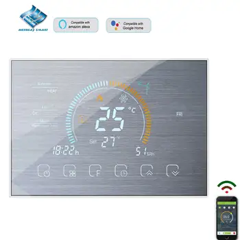 Умный термостат 2Pipe/4p WIFI Google для интеллектуальной системы контроля температуры с клапаном NC/NO и переключателем регулировки скорости вращения 3 вентиляторов