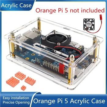 Акриловый чехол Orange Pi 5 для Orange Pi 5 4 / 8 / 16 ГБ оперативной памяти RK3588S Одноплатный Дополнительный Вентилятор охлаждения Радиатор