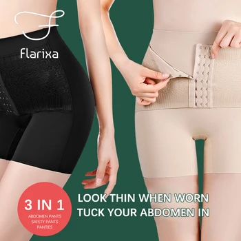 Flarixa 3 в 1, утягивающий корсет, бесшовные женские трусики с высокой талией, Нижнее белье-боксер с плоским животом, утягивающее Белье, защитные шорты для коррекции фигуры