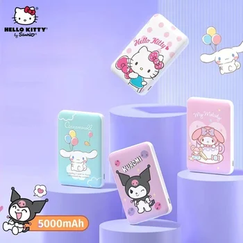 Новый Аниме Sanrio Hello Kitty Cinnamoroll Kuromi Melody Mini Power Bank 5000 мАч Внешнее зарядное устройство для Iphone Android