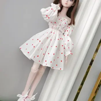 Новая Кукольная одежда 60 см Подходит для 1/3 куклы Bjd в Горошек с рукавами-пузырями, Модное платье 