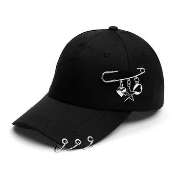 Модная хлопковая бейсбольная кепка в стиле хип-хоп для мужчин и женщин, креативные кепки с кольцами для пирсинга, повседневная Регулируемая шляпа Унисекс в стиле панк, бейсболки-снэпбэк