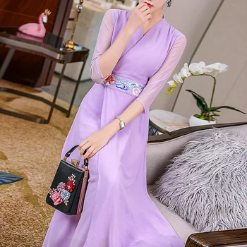 Высококачественное Весенне-летнее женское платье в стиле ретро с элегантной вышивкой Пиона, Трапециевидное женское вечернее платье Hanfu S-XXL