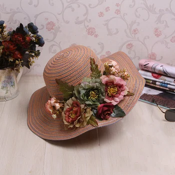 2023 Новая популярная цветочная складная соломенная шляпа с зонтиком, рыбацкая шляпа, пляжная кепка