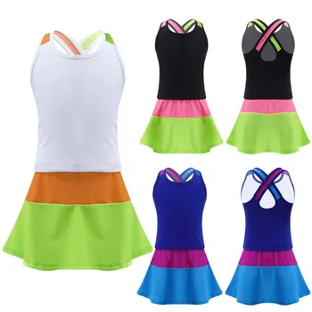 Детское Теннисное платье для девочек, спортивная одежда, спортивный костюм, Детский теннисный набор для занятий гимнастикой, гольфом, Бадминтоном