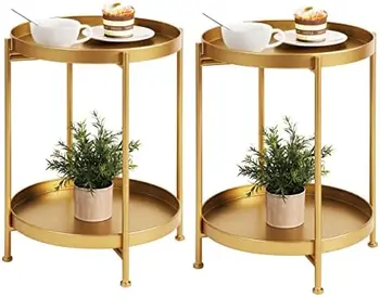 Упаковка Круглый торцевой столик, прикроватный столик, тумбочка/маленькие деревянные столики, журнальный столик с деревянным подносом для гостиной, спальни