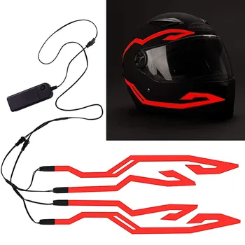 4 в 1, Мотоциклетный шлем с подсветкой, Сигнальный Шлем для ночной езды, EL Light, 3 режима, Светодиодная лента для шлема, Комплект Аксессуаров для Украшения