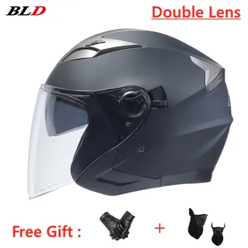 BLD Высокопрочный шлем с открытым лицом, Мотоциклетный шлем для летней езды на скутере, Байк Casco Moto, двойные линзы, Унисекс, четыре сезона, Одобренный ЕЭК