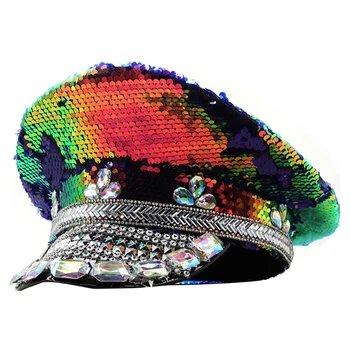 2XPC Элегантная Свадебная шляпа с блестящими кристаллами, шляпа Капитана для фотосъемки Карнавалов