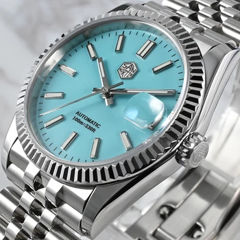 Лучший Бренд San Martin, Мужские часы для платья 36,5 мм, Роскошные Автоматические механические Модные часы для пар, Сапфировые 100 м, Водонепроницаемые BGW9
