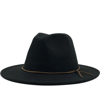 Новые Мужские и женские фетровые джазовые шляпы с широкими полями из шерстяного фетра, фетровая шляпа в британском стиле, фетровая шляпа для вечеринки, формальная панама, черная желтая шляпа для платья 58-60 см