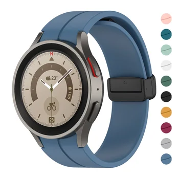 Оригинальный Силиконовый Ремешок для Samsung Watch 5/4 44 мм 40 мм Watch 5 Pro 45 мм Ремешок с магнитной пряжкой для Galaxy Watch 4 Classic 42 46 мм