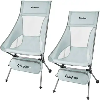 2 Упаковки Кемпинговых Стульев с высокой спинкой, Очень Широкие Легкие Складные стулья Для Взрослых, Ourdoor Серый