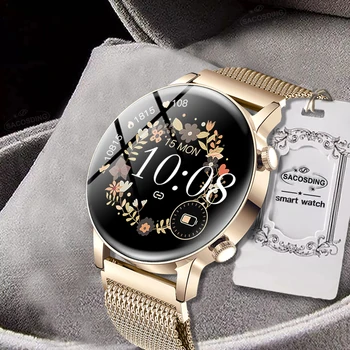 2022 Новые женские смарт-часы с AMOLED-экраном, умные часы, монитор здоровья, Спортивные часы, Фитнес-женские часы для Xiaomi Huawei realme