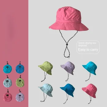 Японская розово-красная Складная быстросохнущая шляпа рыбака, Женская Летняя кепка для путешествий на открытом воздухе, солнцезащитная кепка для мужчин
