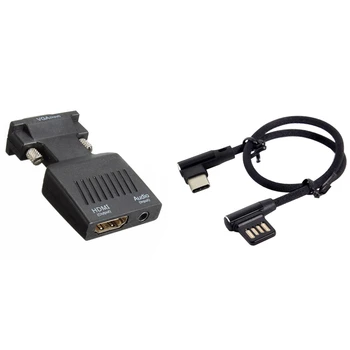 1 Комплект 1080P VGA Штекерно-HDMI Женский адаптер Конвертер и 1 шт USB-C 3.1 Type-C Влево Вправо USB 2.0 кабель для передачи данных
