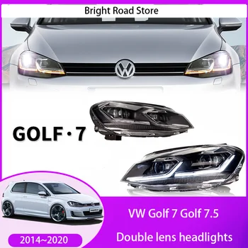 Автомобильная передняя фара для Гольфа 7, фара 2013-2020, светодиодный налобный фонарь, динамический указатель поворота, объектив, Автомобильные аксессуары в сборе