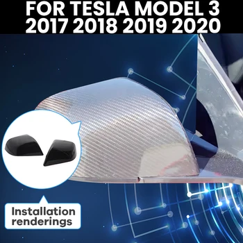 2 шт. Сменная отделка для укладки Крышки зеркала заднего вида для Tesla Model 3 Model3 Tesla M3 2017-21 с рисунком из углеродного волокна