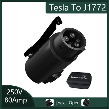 Адаптер для зарядки Tesla к J1772 Max 80Amp, Адаптер для зарядного устройства J1172 EV с защитой от падения
