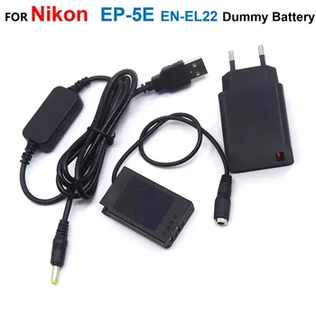USB Кабель Питания Адаптер EH-5 + EP-5E EP5E DC Соединитель EN-EL22 ENEL22 Поддельный Аккумулятор + QC3.0 USB Зарядное устройство Для Nikon 1 J4 S2 1J4 1S2