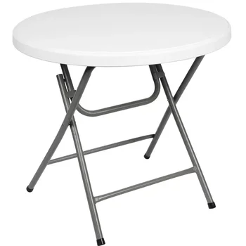 Складной стол высотой с перекладину в дюйм, Белый Круглый пластиковый стол, Складной стол для кемпинга, Сверхлегкий стол для пикника, Складные столы