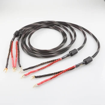 Одна пара акустических кабелей Audiocrasthifi HI-End усилитель 4N OFC акустический кабель с вилкой типа 
