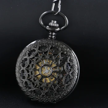 Новые полые карманные механические часы с двойным зерном, Высококачественное Нейтральное ожерелье, подвеска, ювелирные изделия, подарки для мужчин и женщин Pjx905