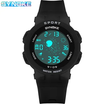Спортивные Цифровые часы SYNOKE для мужчин и женщин, повседневные 50-метровые водонепроницаемые светодиодные электронные женские наручные часы Reloj De Hombre