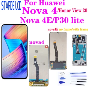 Для Huawei Nova4 VCE-L22 AL00 TL00 ЖК-дисплей с сенсорным экраном, Дигитайзер с рамкой для Honor View 20/Nova 4E & P30 lite LCD