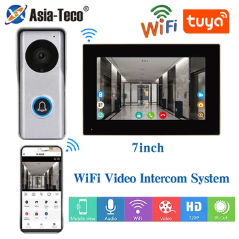 Wifi Приложение Tuya Видеодомофон 1080P Видео Дверной Звонок HD Камера для Квартиры 7/10 дюймовый Сенсорный монитор с функцией Разблокировки одним ключом Обнаружение движения