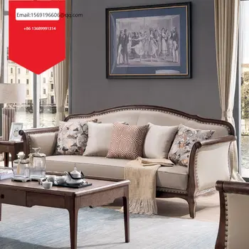 Американский кантри из массива дерева, светлый роскошный комбинированный кожаный диван, современная роскошная гостиная, упаковочная мебель для дивана h819