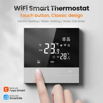 Умный термостат Tuya WiFi, ЖК-дисплей, сенсорный экран, Электрический регулятор температуры воды / газа с подогревом пола, Smart Life