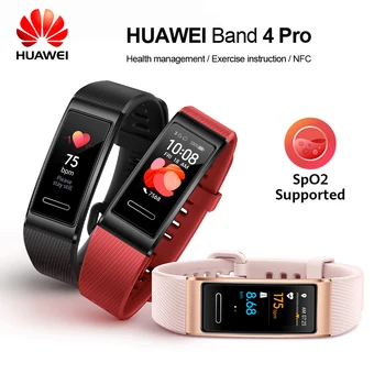 Оригинальные Смарт-часы Huawei Band 4 Pro GPS Amoled 0,95 'Металлический Материал Водонепроницаемый Датчик сердечного ритма Для Плавания Сенсорный Экран Отслеживание Сна