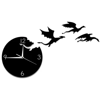 Настенные часы Magic Flying Angry Fantasy Dragon, Абстрактные Готические Сказочные Настенные часы Dragon Wall Art, Аналоговые Кварцевые Тихие декоративные настенные часы