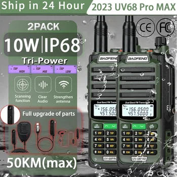 2023 Baofeng UV-68 Pro Max V2 10 Вт IP68 Портативная Рация Дальнего Действия Водонепроницаемая Высокой Мощности CB Ham UV68 портативная Двухсторонняя Радиосвязь Охота
