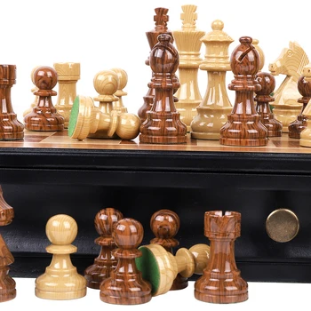 Высококачественный Профессиональный Шахматный Набор Роскошная Шахматная Доска из Цельного Дерева в Скандинавском Стиле Ретро Шахматное Украшение Семейные Настольные Игры для Детей