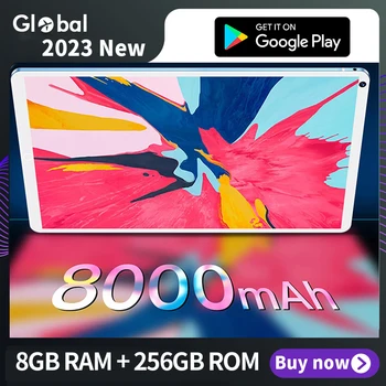 Оригинальный Планшет Sauenaneo 8 ГБ + 256 ГБ Глобальная версия Tab PC 10,1 Дюймов Android 12 Онлайн Класса HD Экран 2023 Новая сеть 4G 5G LTE