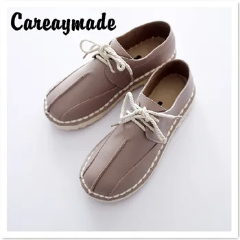 Careaymade-Весенняя новая кожаная обувь на плоской подошве, обувь ручной работы, японская минималистичная обувь ручной работы