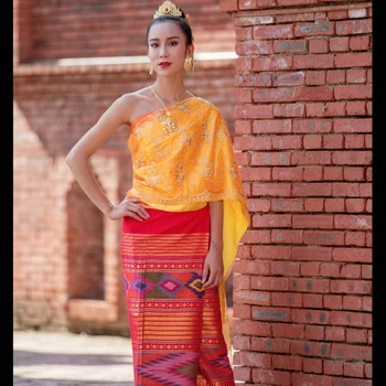 Таиланд Традиционная одежда для женщин Топы, шаль Pha Sin, ресторан, Приветственная маркетинговая кампания, Одежда, тайский костюм