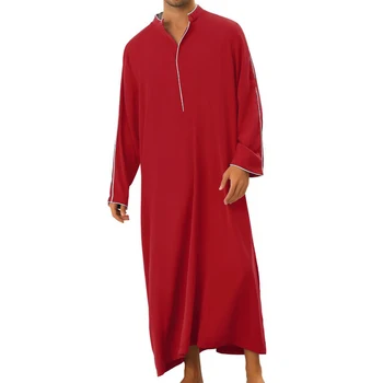 Мусульманский Ближний Восток, Арабский Дубай, исламская традиционная национальная одежда с тотемом, Мужской Свободный простой халат с длинными рукавами