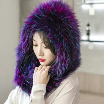 Женская шапка-шарф из лисьей шерсти, цельная зимняя модная теплая и морозостойкая шапка из натурального утолщенного меха