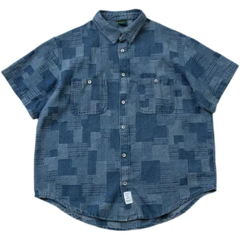 Летняя рубашка с короткими рукавами в стиле синей краски, рубашка в японском национальном стиле, молодежное мужское и женское свободное пальто, модная одежда
